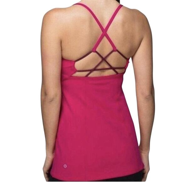 lululemon athletica Tops - Lululemon Dancing Warrior Tank Jewelled Magenta Pink Luon Strappy Back Size 8